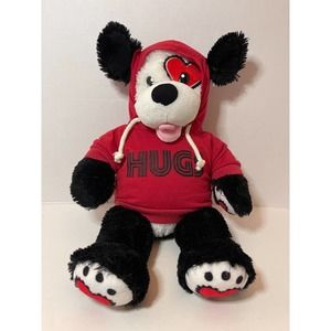 Build A Bear Black & White Puppy Dog Heart Over Eye Hugs Hoodie Valentine 16"